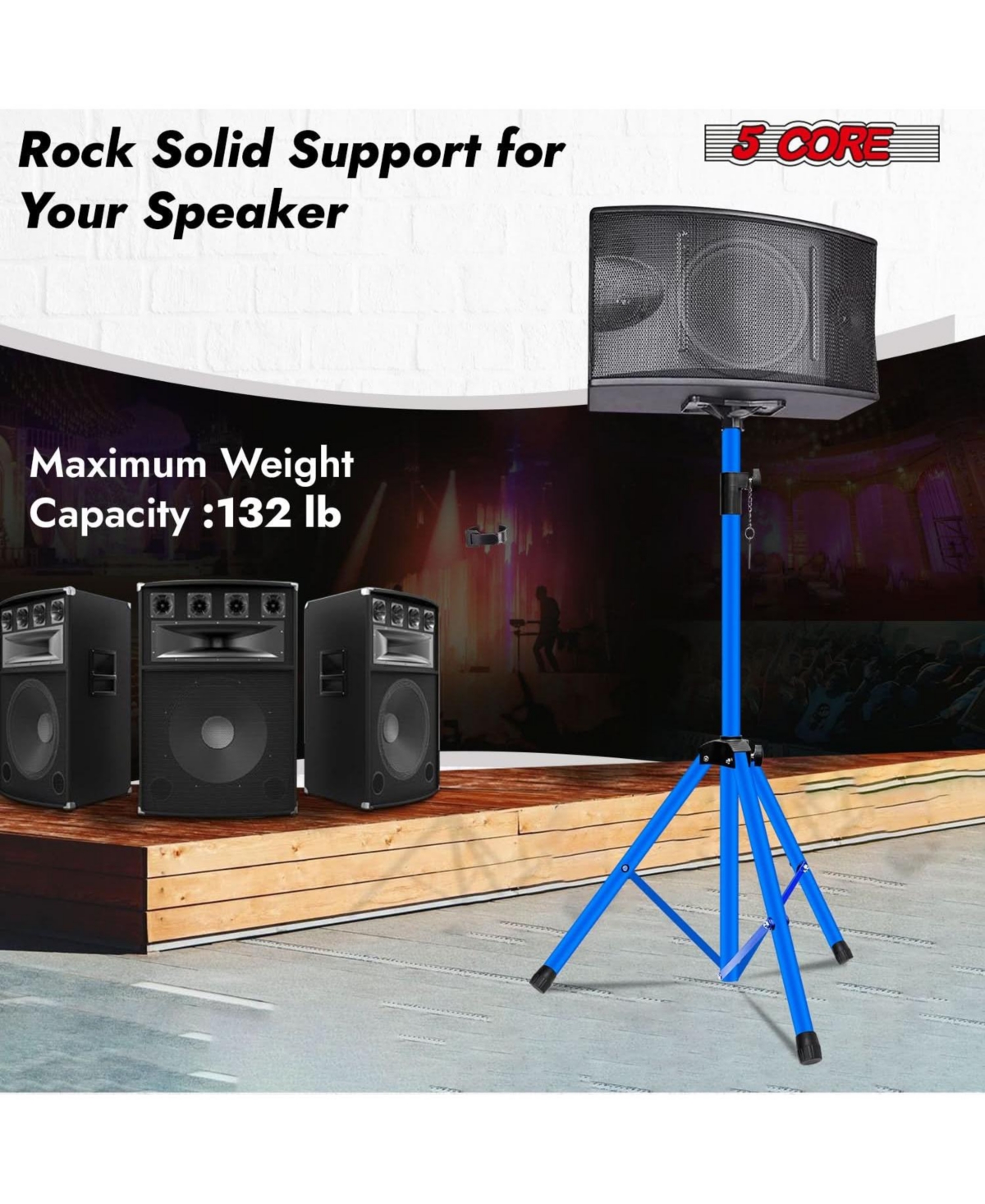 5 core Speaker Stand Tripod Heavy Duty Adjustable 72" Universal Mount for Pa Dj Studio