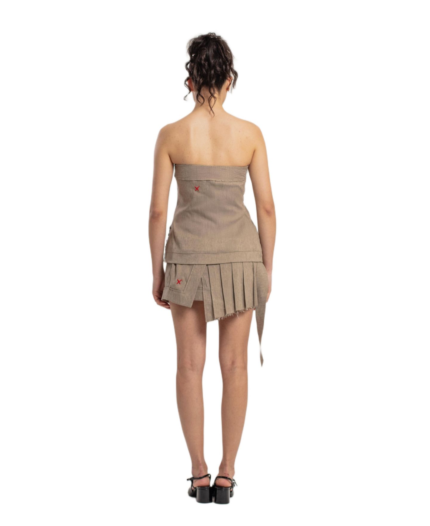 Женский топ PCFG Linen-Blend Strapless, цвет: Moon Rock — фото 4