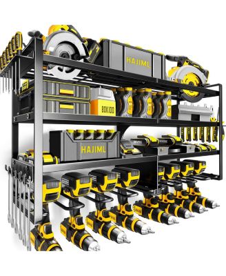 Power Tool Organizer Wall Mount 4 Layer Heavy Duty Storrack Drill Holder Garage Workshop Storage