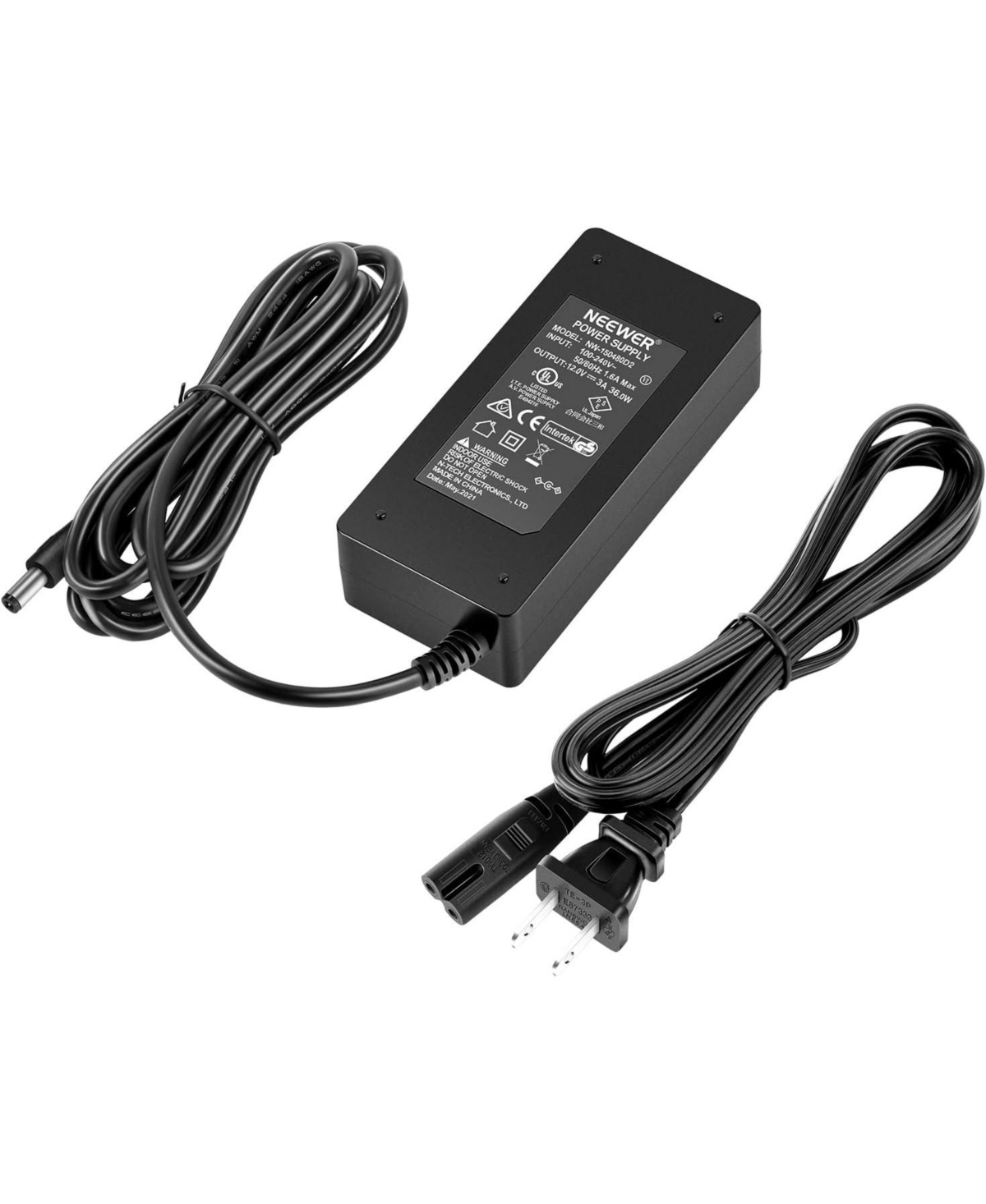 Neewer Power Supply Adapter, 6.5ft Cable, 36W, Ac 100-240V to Dc 12V 3A Adapter for Led/Ring Light, Ul Listed, Us Plug