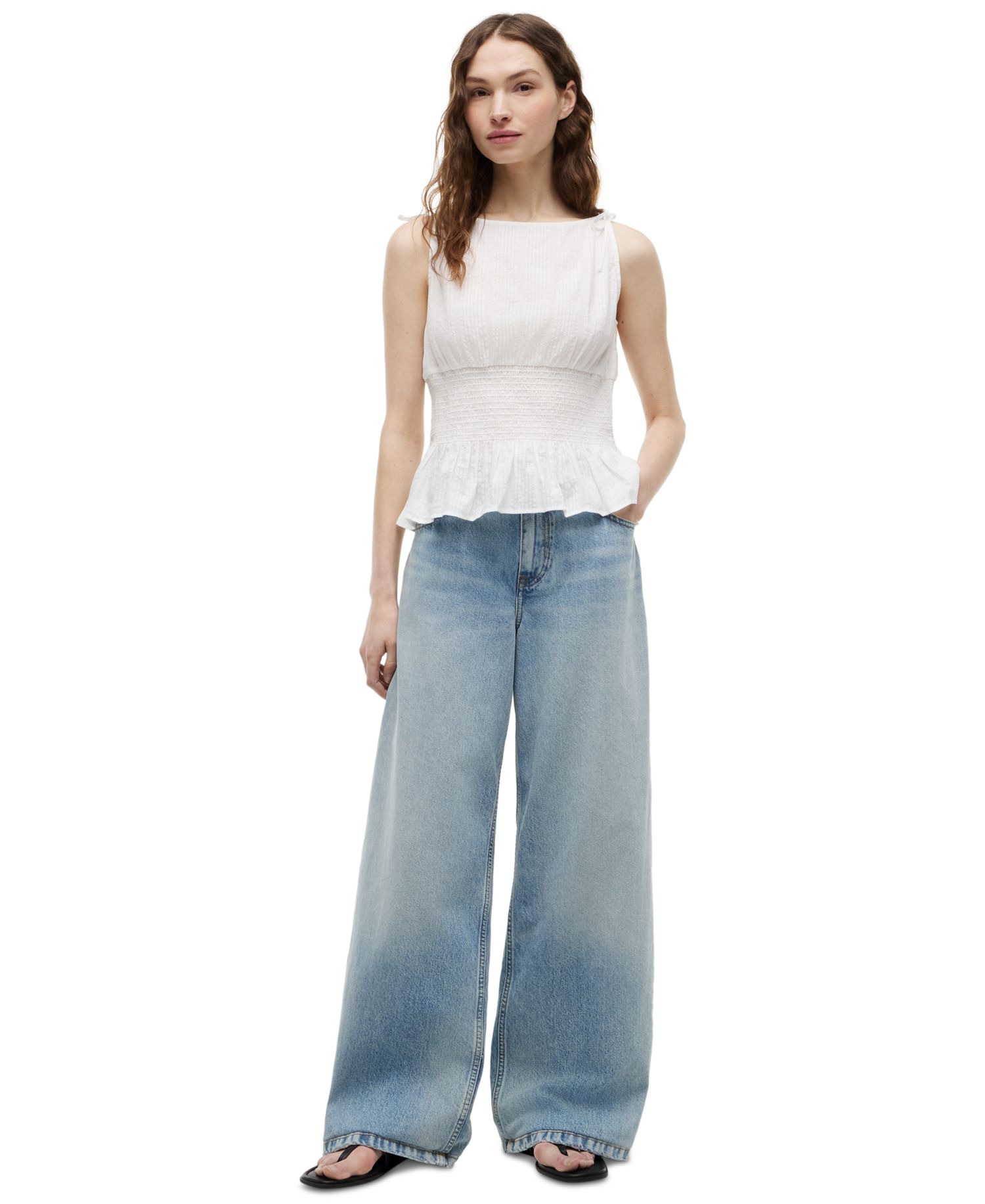 Women's Smocked Shoulder-Tie Top