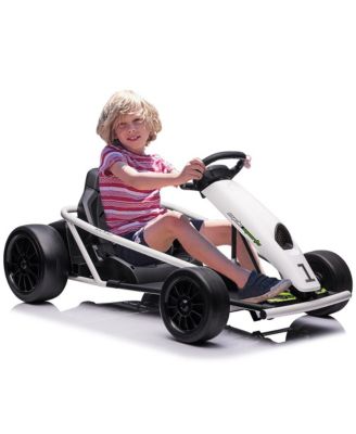 45.7 x 23.1 x 11.4 Inch Kids Electric Drift Go Kart, 24V High Speed Racing Kart with 2 Batteries, Metal Frame for Outdoor Driving Fun