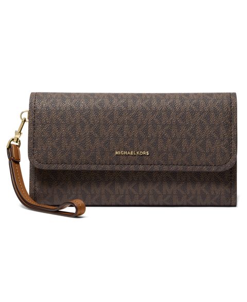 Женский средний клатч-браслет Michael Kors Jet Set с клапаном и двумя молниями, цвет: Коричневый