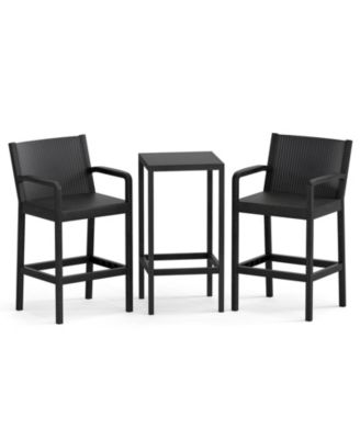 3 Piece Patio Bar Set Bistro Table and Chairs with Heavy Duty Metal Frame