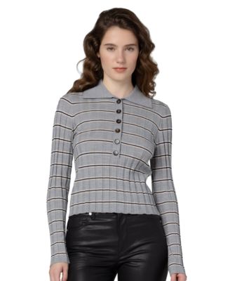 Women's Second Date Knit Stripe Polo Top