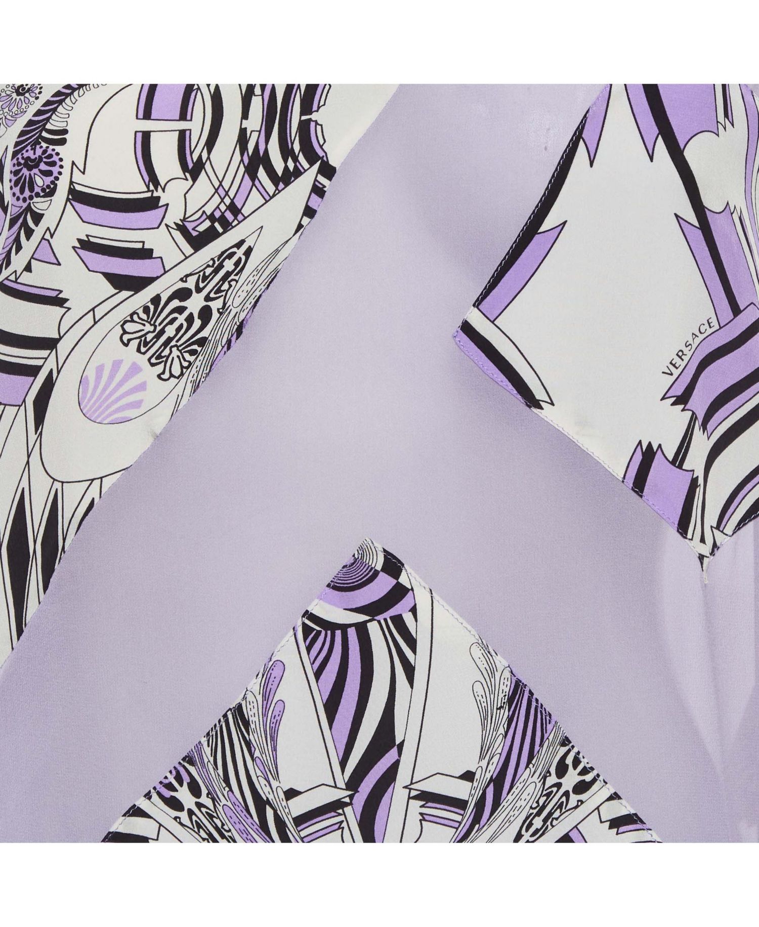 Women's Abstract Print Paneled Silk and Chiffon Sleeveless Top