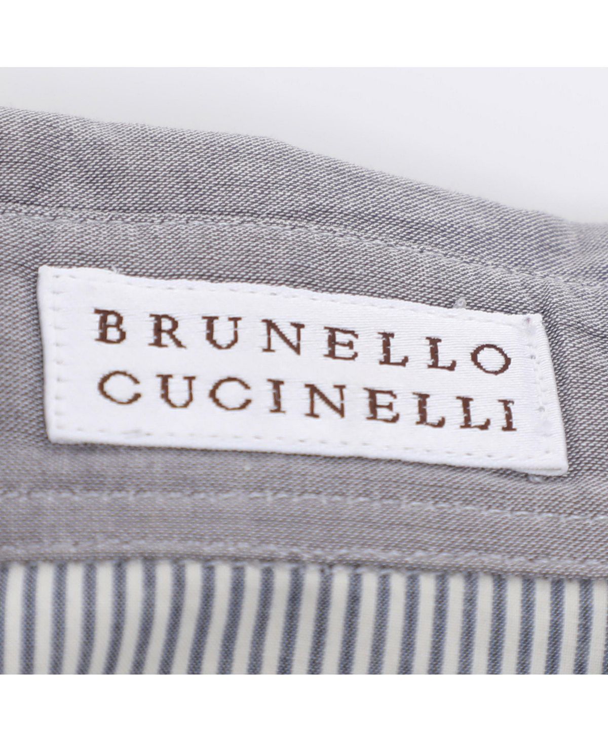 Pre-Owned Brunello Cucinelli Women's Pinstripe Cotton Shirt with Cashmere Sleeves view 5 — MAYCSS fashion products