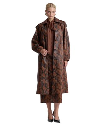 Women's Button-Front Spread Collar Maxi Coat