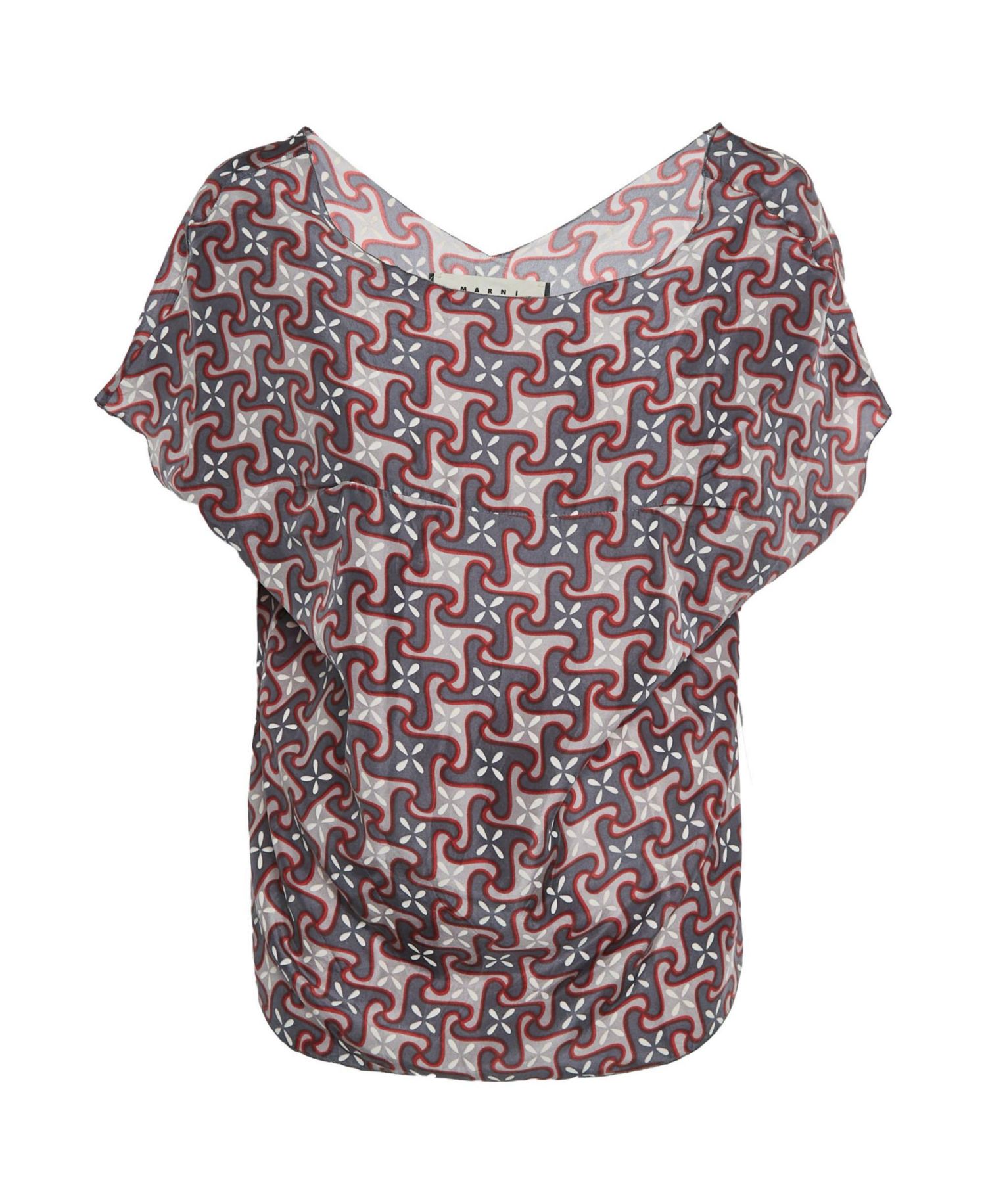 Women's Geometric Print Silk Draped Blouse