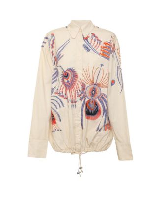 Women's Printed Poplin Drawstring Shirt