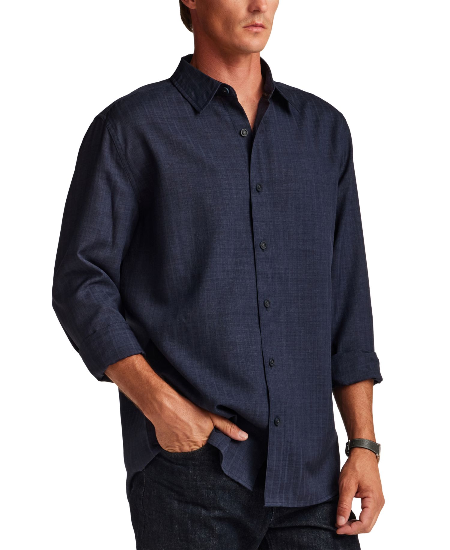 Men's Vertical Texture Long-Sleeve Shirt