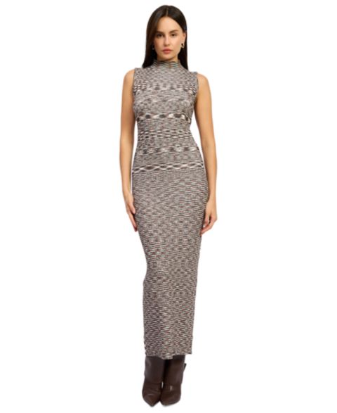Женское платье En Saison Lila Sleeveless Mock Neck Maxi, цвет: Коричневый разноцветный