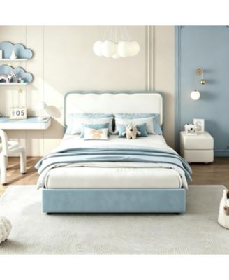 velvet LED bed frame with storage drawers, adjustable headboard, princess-style frame, and metal support frame. No spring mattress required.
