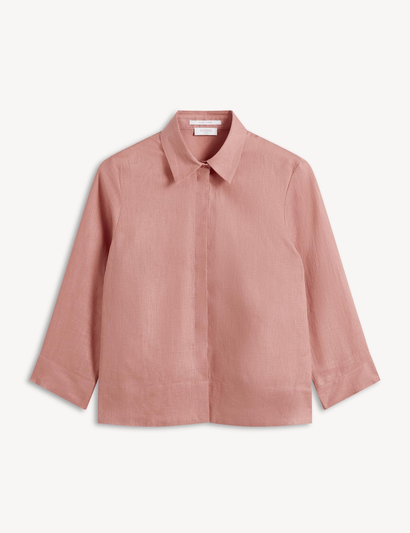 Женская рубашка Hobbs London Nita Three-Quarter Sleeve Linen, цвет: Softpeachpink — фото 4