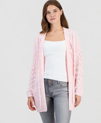 Juniors' Cable-Knit Chenille Midi Cardigan