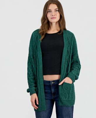 Juniors' Cable-Knit Chenille Midi Cardigan