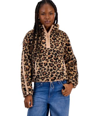 Women's Stripe Sherpa Quarter-Zip Mock-Neck Jacket