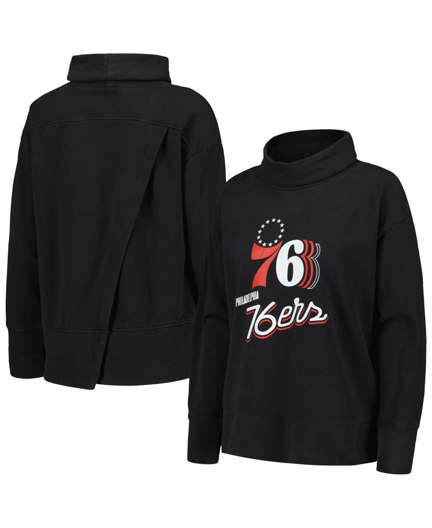 Women's Black Philadelphia 76ers Sunset Pullover Sweatshirt