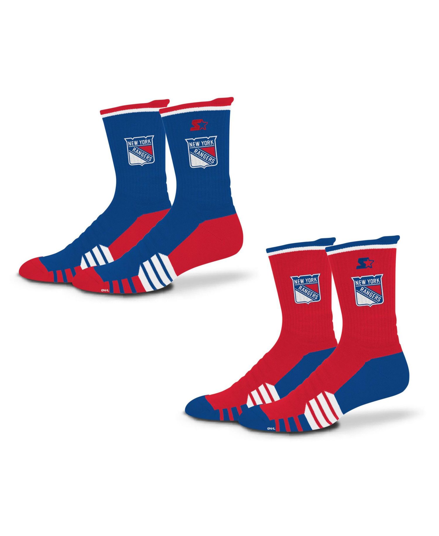 Men's and Women's 2-Pack Blue/Red New York Rangers Breakaway Crew Socks