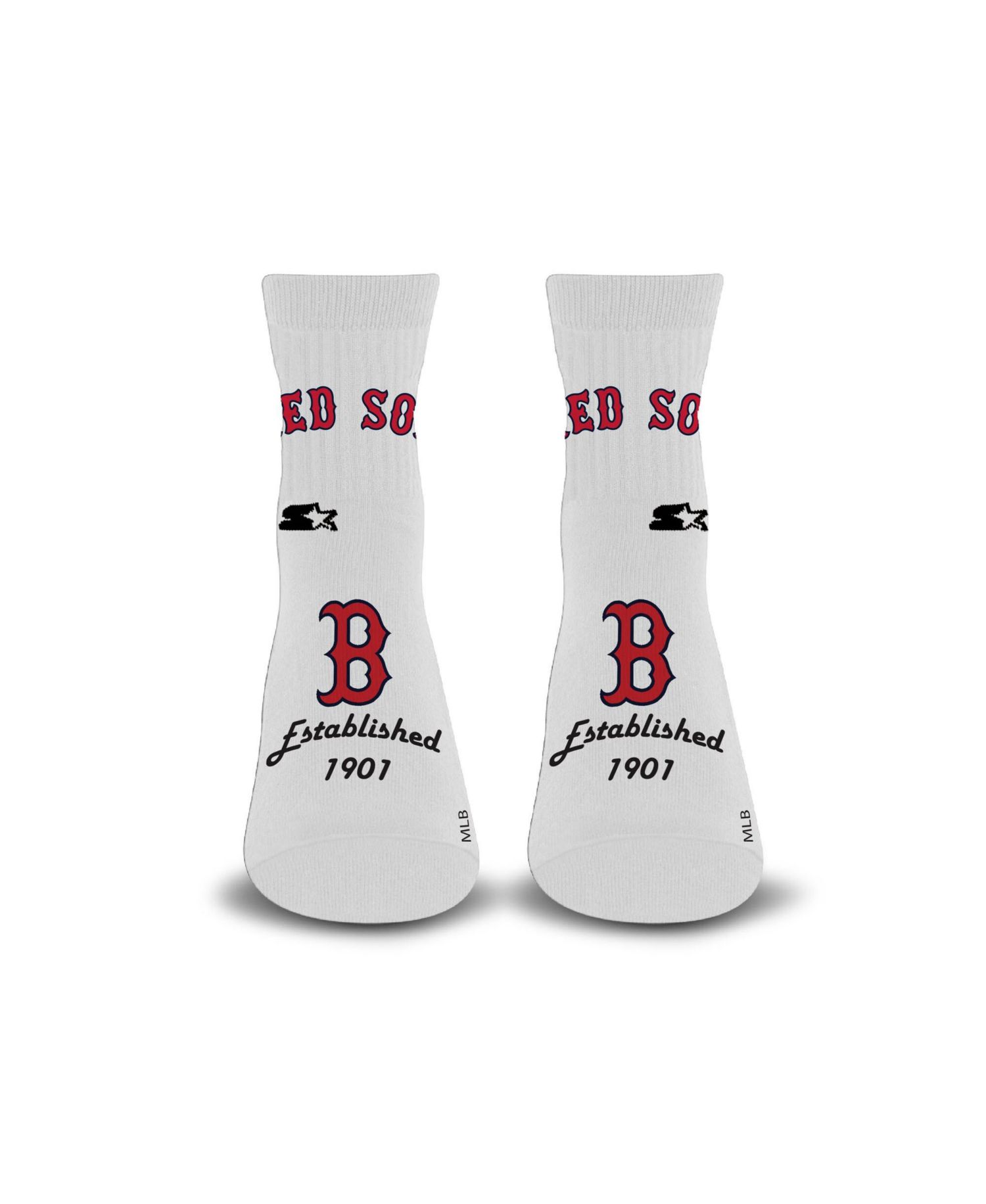 Men's and Women's White Boston Red Sox Established Stencil Quarter Socks