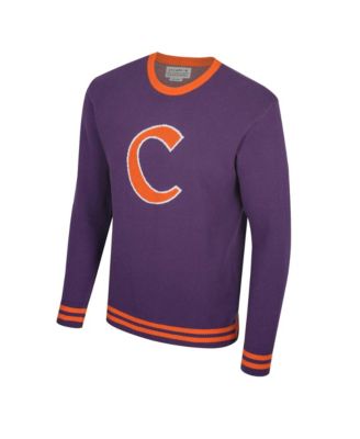 Men's and Women's Purple Clemson Tigers Renew Knit Vintage Pullover Sweater