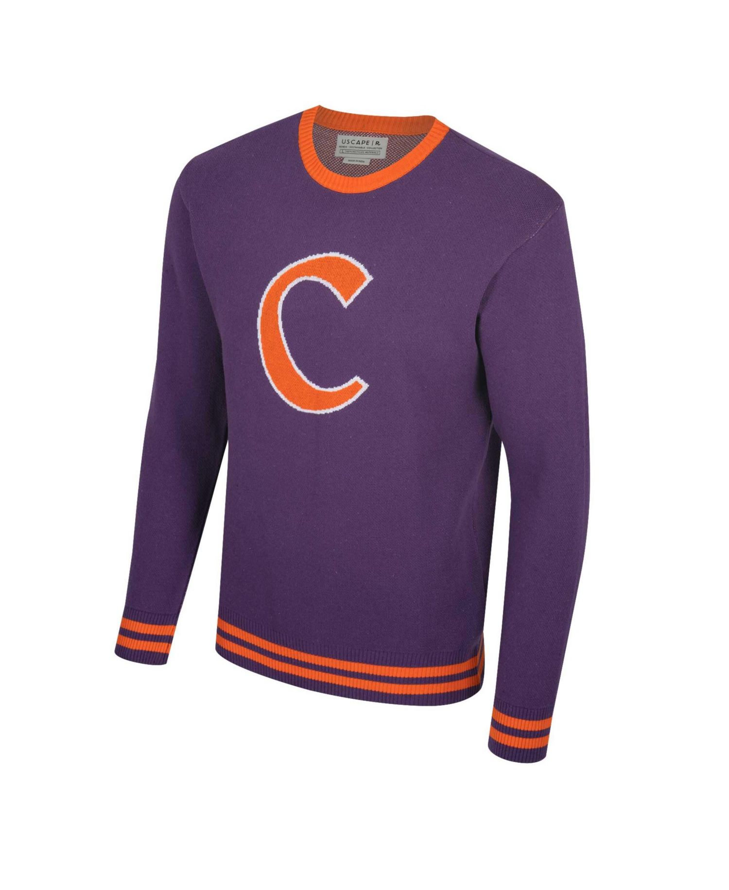 Men's and Women's Purple Clemson Tigers Renew Knit Vintage Pullover Sweater