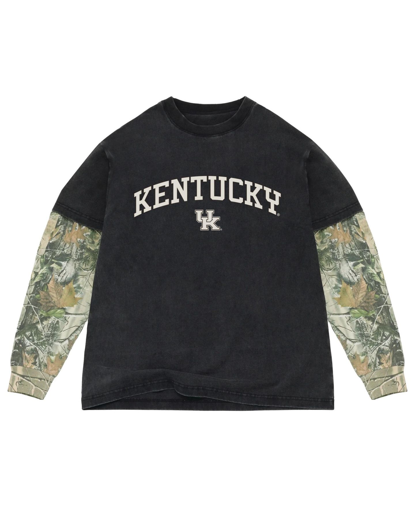 Мужская футболка Uscape Apparel Black/Camo Kentucky Wildcats Back Bay Twofer Heavyweight Long Sleeve — фото 1