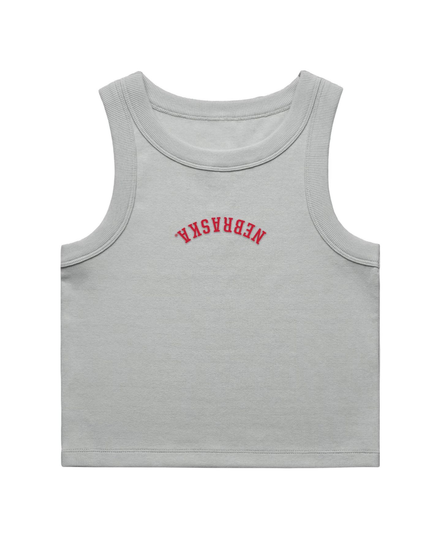 Женский топ Uscape Apparel Gray Nebraska Huskers Upside Down Embroidery Ribbed Cropped — фото 2