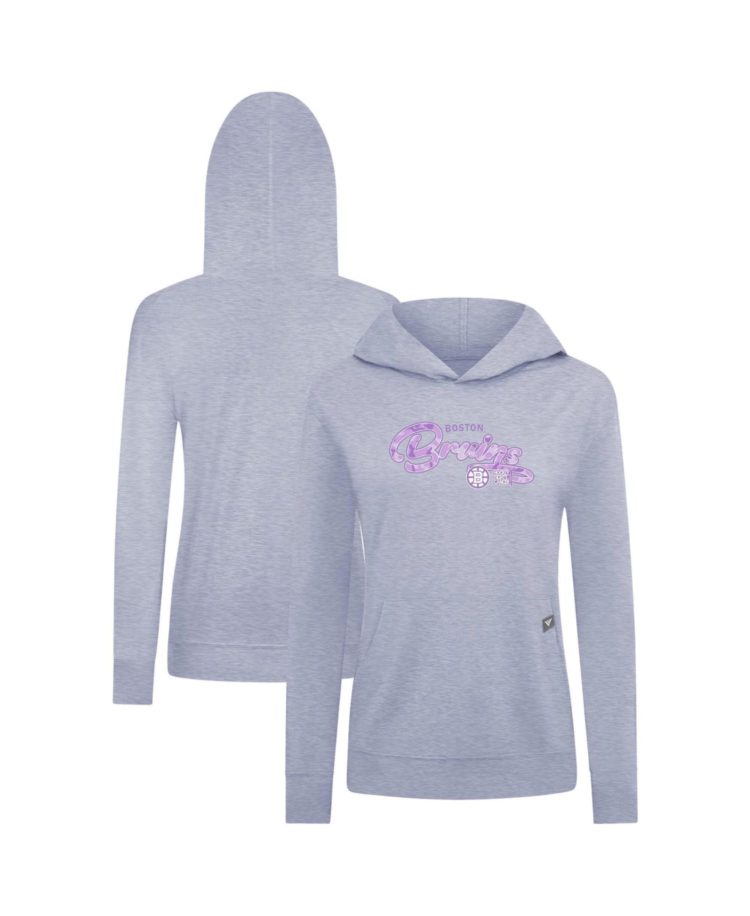 Women's Heather Gray Boston Bruins Hockey Fights Cancer Relay Pullover Hoodie