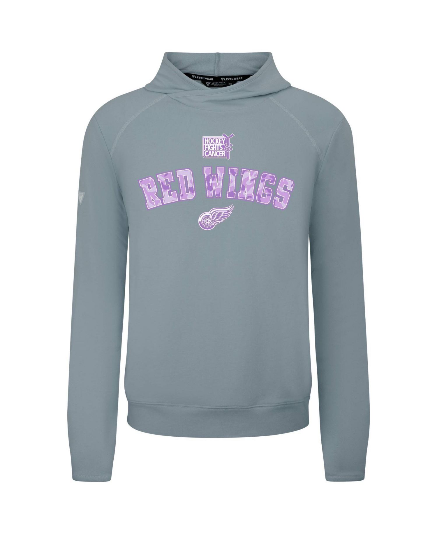 Men's Gray Detroit Red Wings Hockey Fights Cancer Mandate Tri-Blend Hoodie