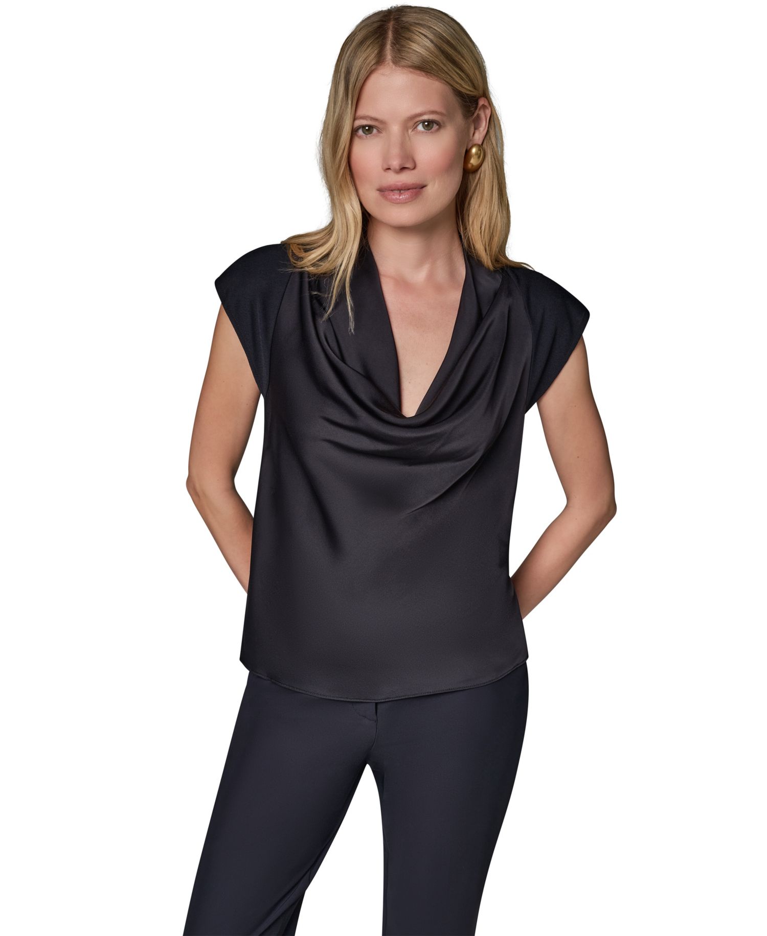 Women's Cowl-Neck Cap-Sleeve Top