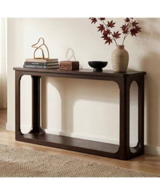 55" Sofa Console Table, Entryway Table with Bottom Storage Shelf, Solid Wood Legs, Sturdy Bottom Shelf, for Living Room Hallway