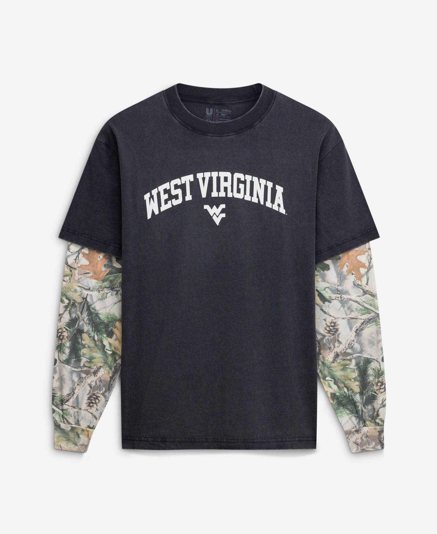 Men's Black/Camo West Virginia Mountaineers Back Bay Twofer Heavyweight Long Sleeve T-Shirt
