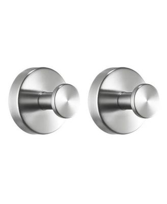 2-Pack Heavy-Duty Stainless Steel Suction Hooks - Removable Towel and Robe Hangers