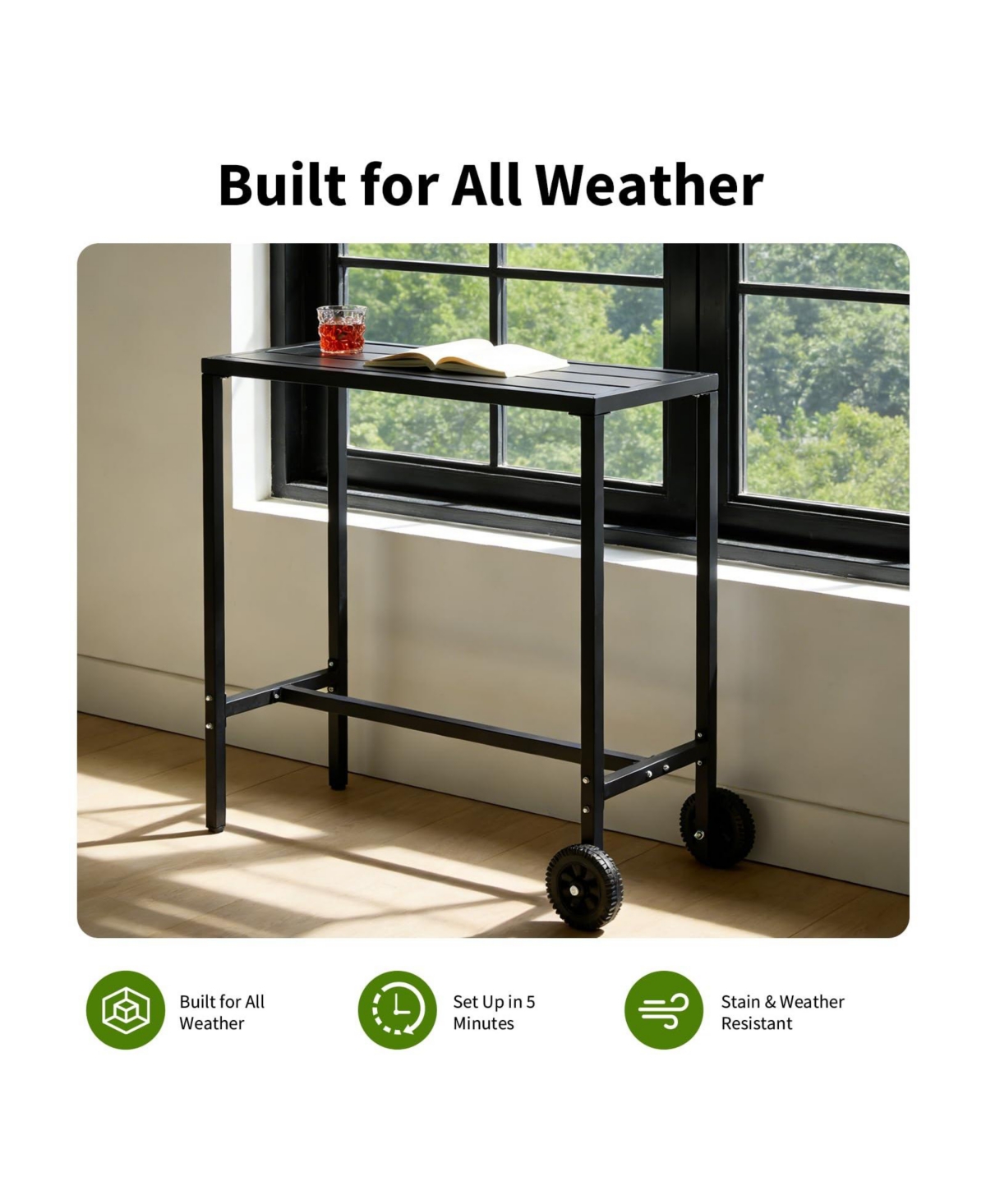homfan 39-Inch Bar Height Pub Table with Steel Frame for Kitchen Dining Room Patio