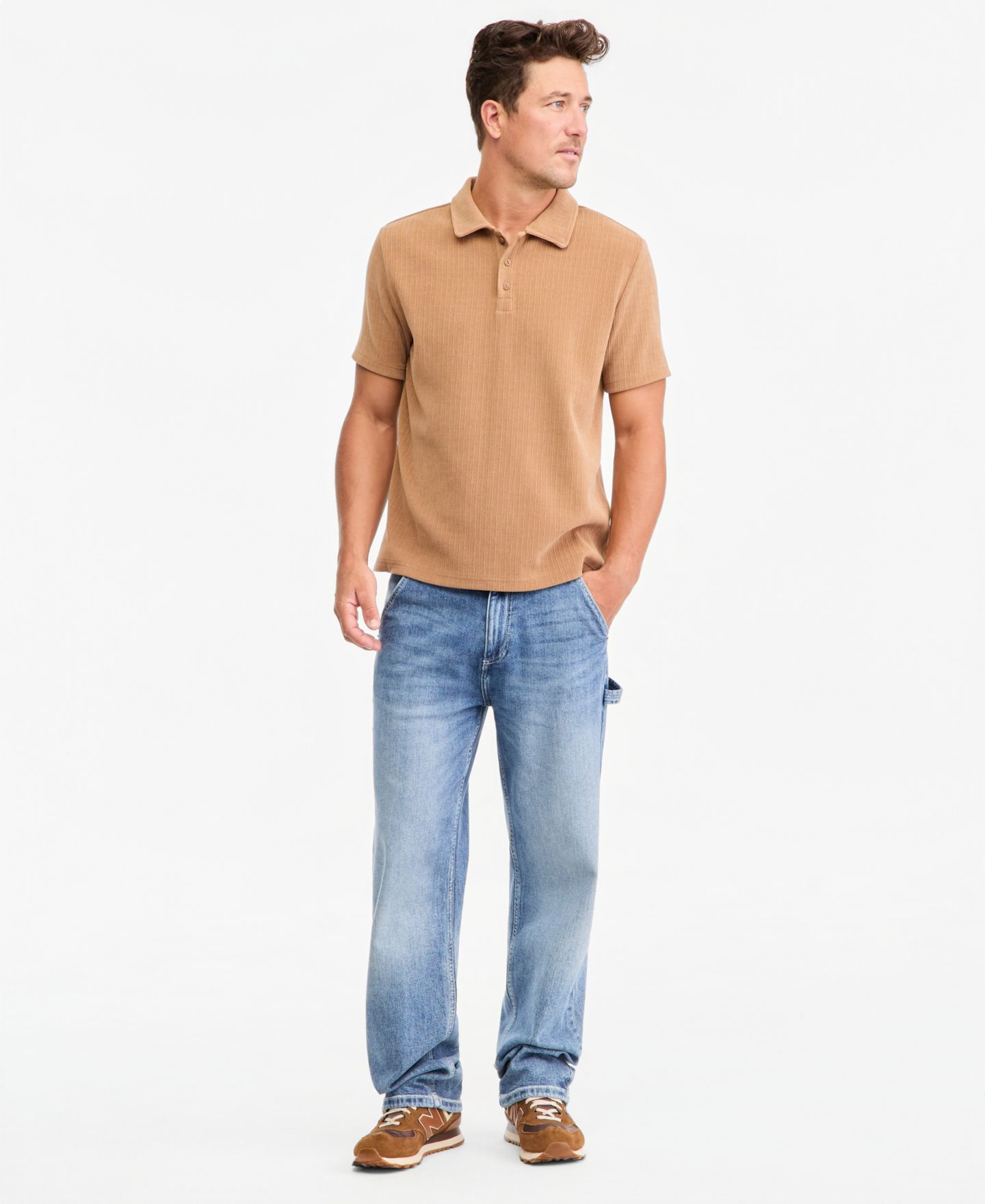 Мужское поло Sun + Stone Short-Sleeve Knit Corduroy Polo Shirt, цвет: Beechwood — фото 4