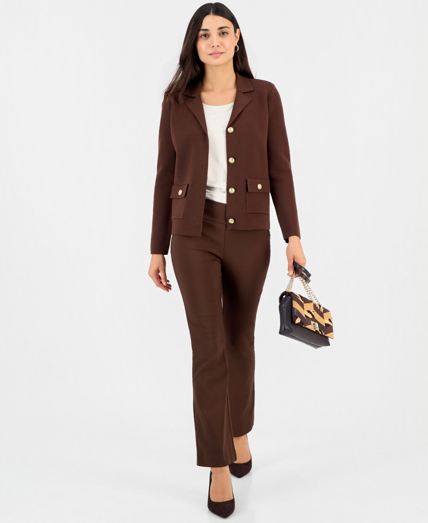 Petite Button-Front Cardigan