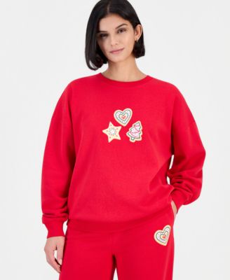 Juniors' Xmas Cookie Fleece Crewneck Sweatshirt