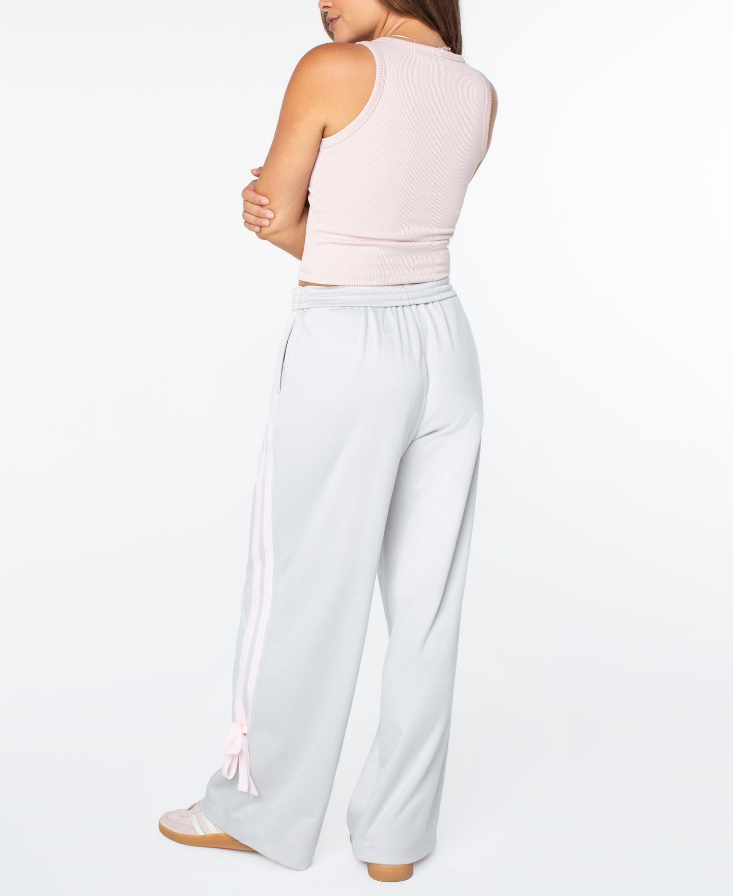 Женские брюки Celebrity Pink Juniors' Wide-Leg Bow-Detail Track Pants, цвет: Серый / Розовый — фото 5