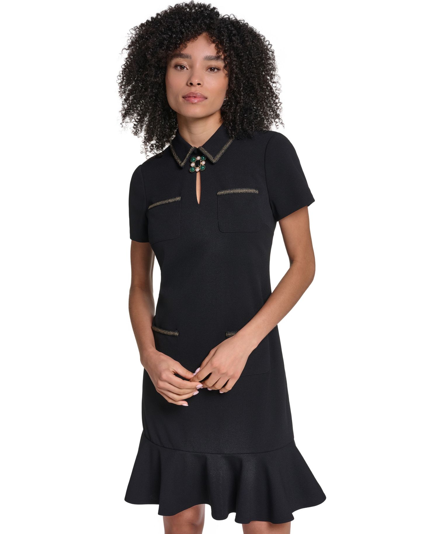 Women's Brooch Scuba Crepe Sheath Dress