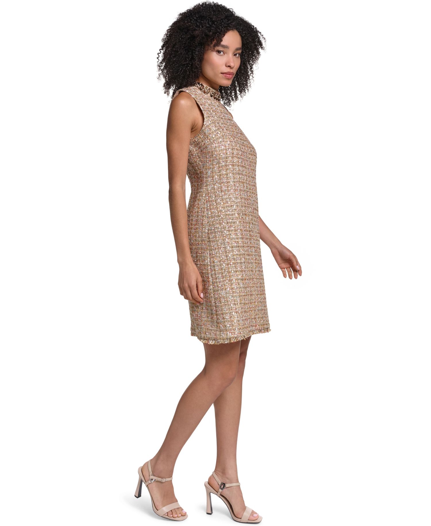 Women's Metallic Tweed Sheath Dress