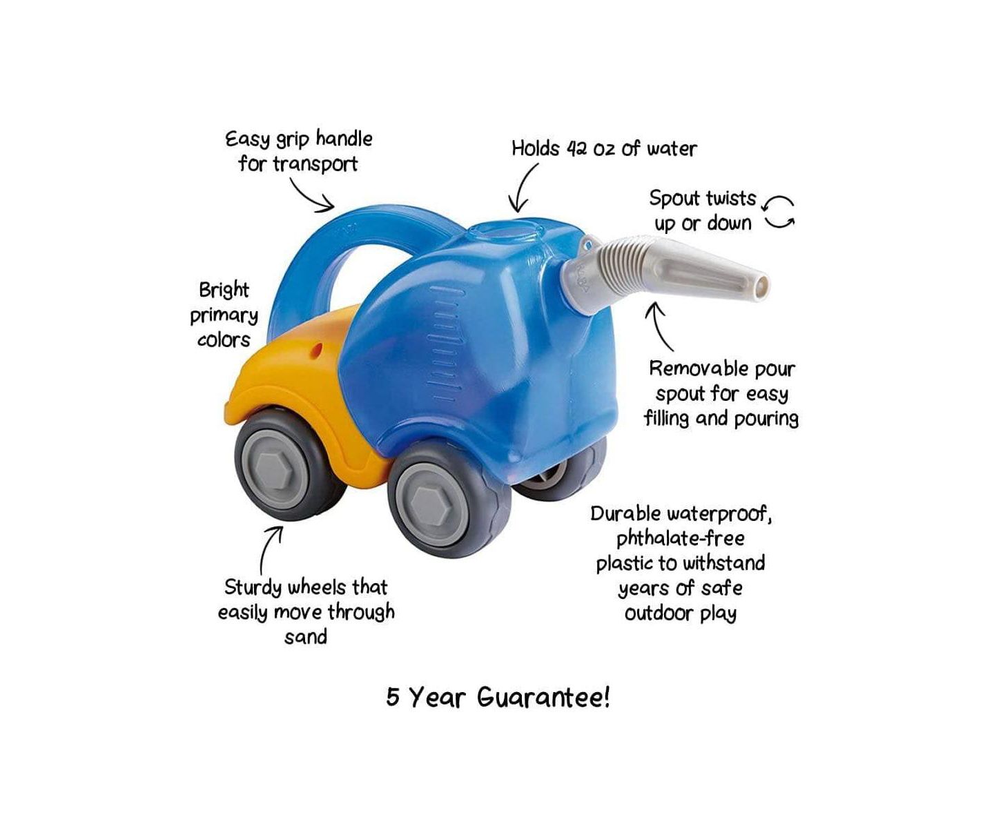 Детская игрушка Haba Tanker Truck 8" x 5.5" x 6.5" Water and Sand Toy, Ages 18 Months+ — фото 3
