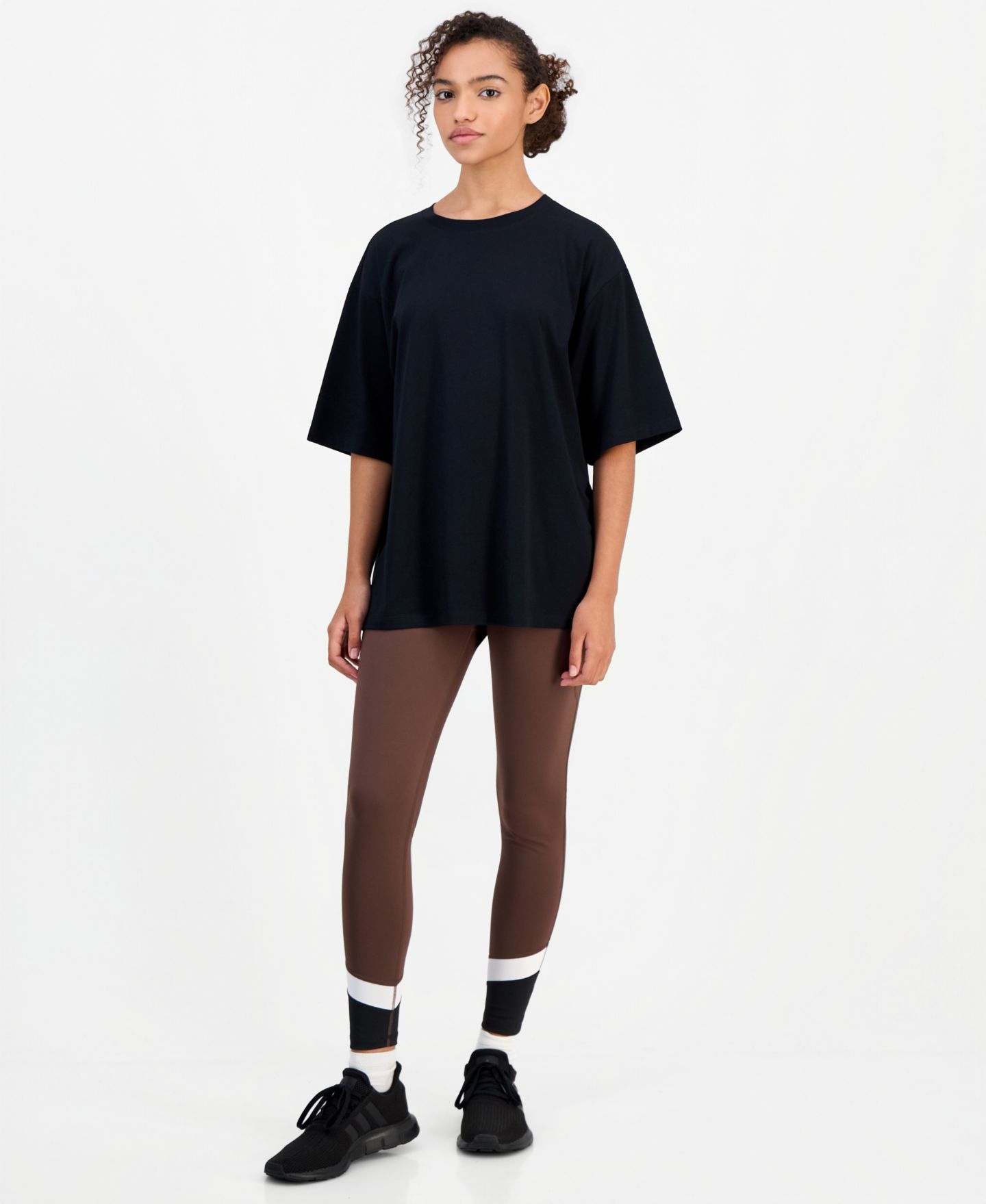 Женская футболка ID Ideology Boyfriend Cotton-Blend Short-Sleeve T-Shirt, цвет: Глубокий чёрный — фото 2