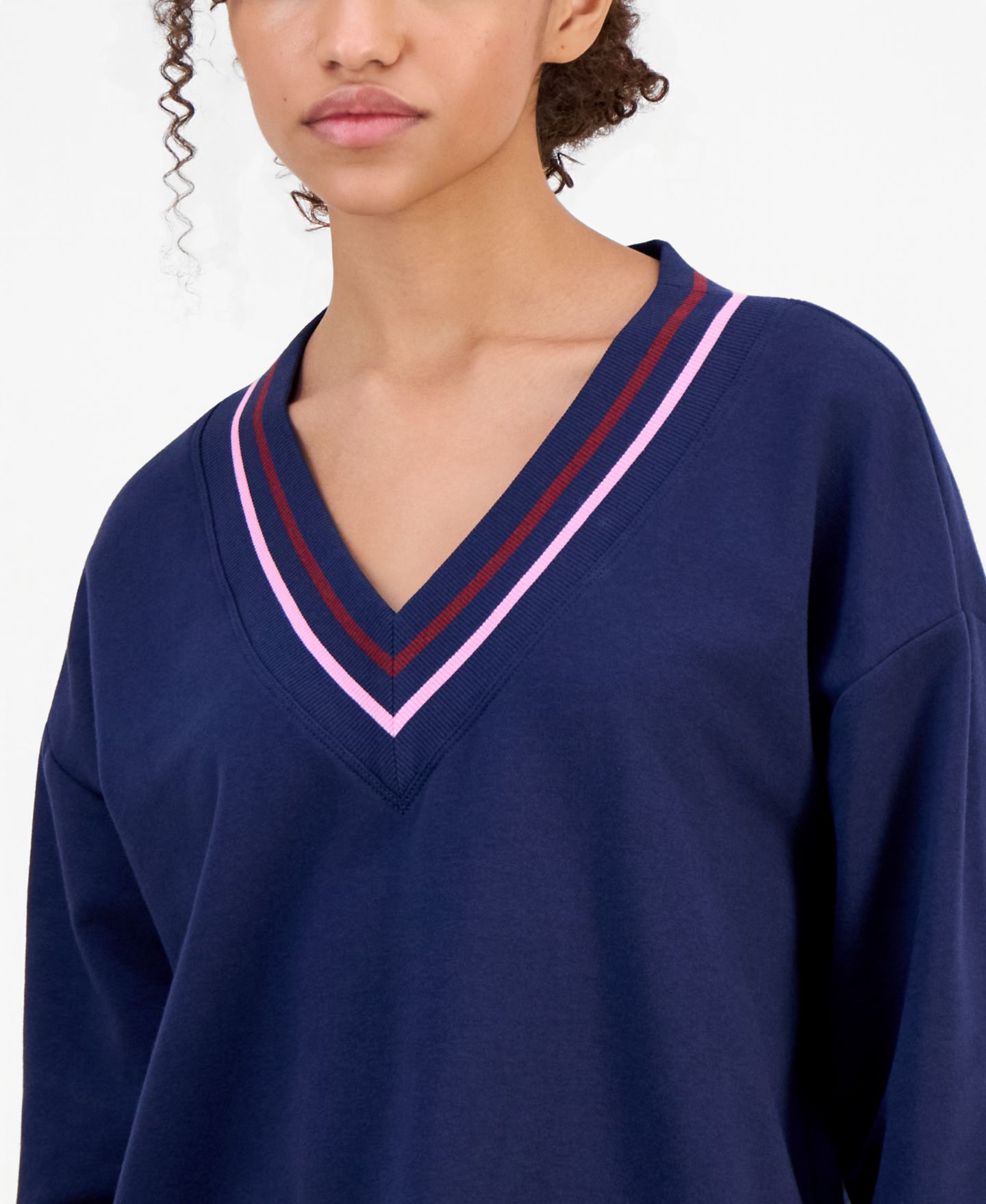 Женский свитер ID Ideology Fleece Long-Sleeve V-Neck, цвет: Индиго морской — фото 3