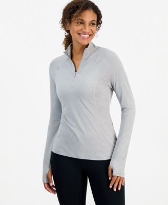 Women's Quarter-Zip Mock-Neck Long-Sleeve Pullover