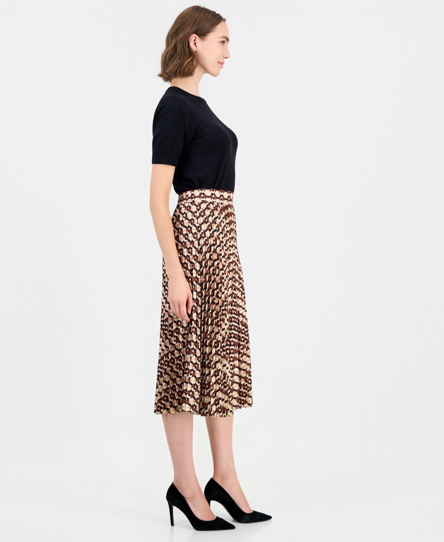 Women's Pleated A-Line Midi Skirt