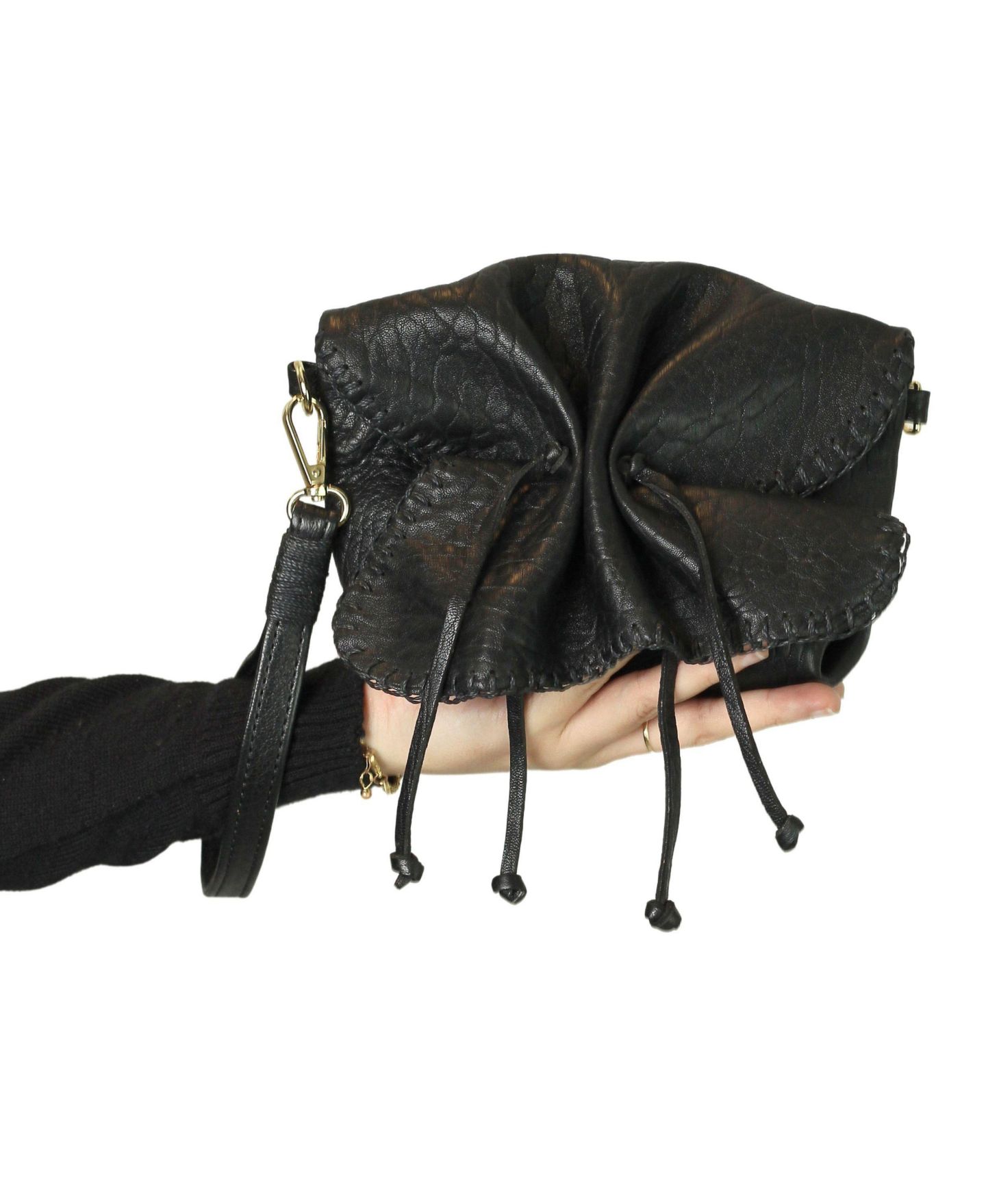 Сумка Carlos Falchi Mini Butterfly Lambskin Leather, цвет: Чёрный обсидиановый — фото 15