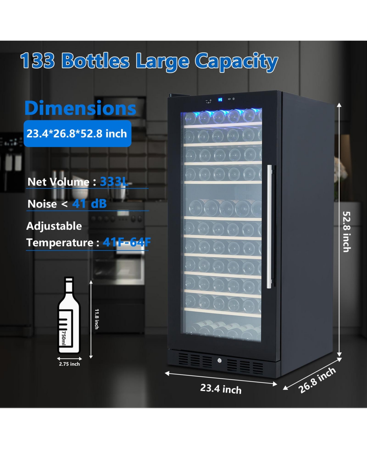 homfan Dual Zone Wine and Beverage Cooler, Quiet Mini Refrigerator with Safety Lock, Stainless Steel Tempered Glass Door Drink Fridge