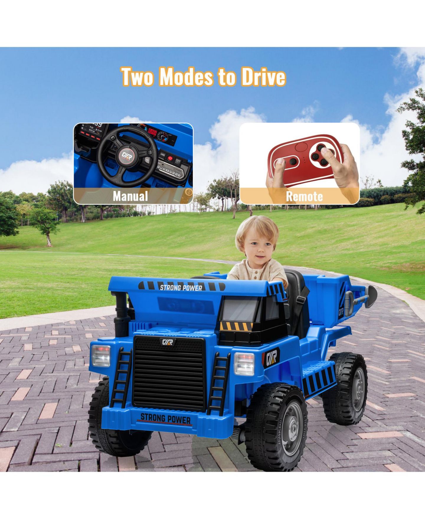 Детская игрушка homfan Construction Truck, 48.8" x 22.4" x 14.2", 12V Electric Ride-On with 4 MPH Speed, 3–6 лет — фото 3