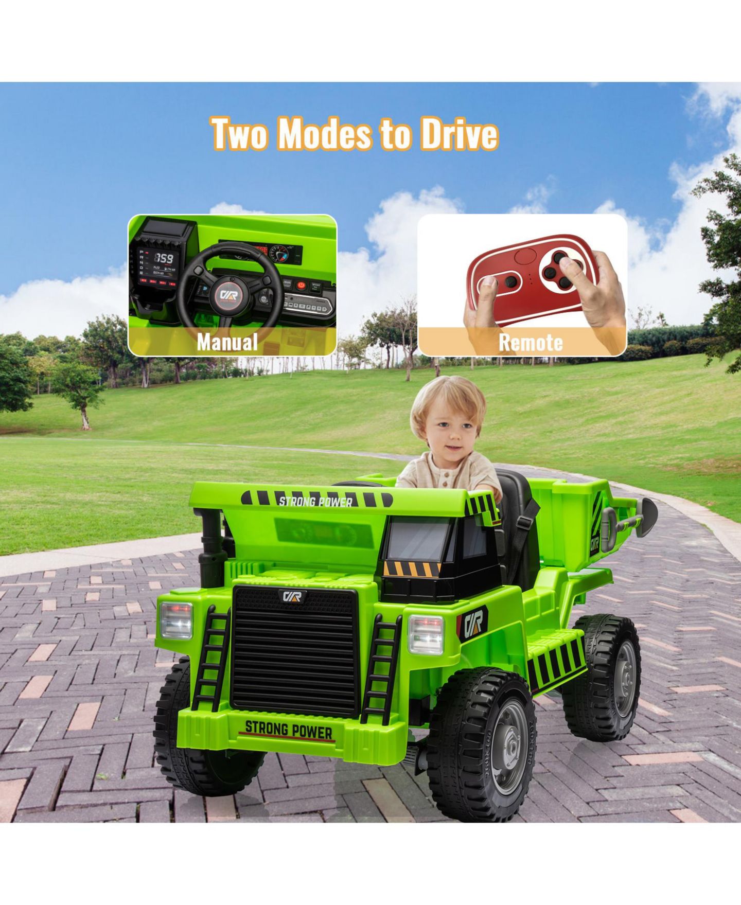 Детская игрушка homfan 12V Electric Ride-On Dump Truck with Remote Control, Built-in USB/MP3 Music Player, Toy Car for Toddlers Ages 1-8 — фото 7